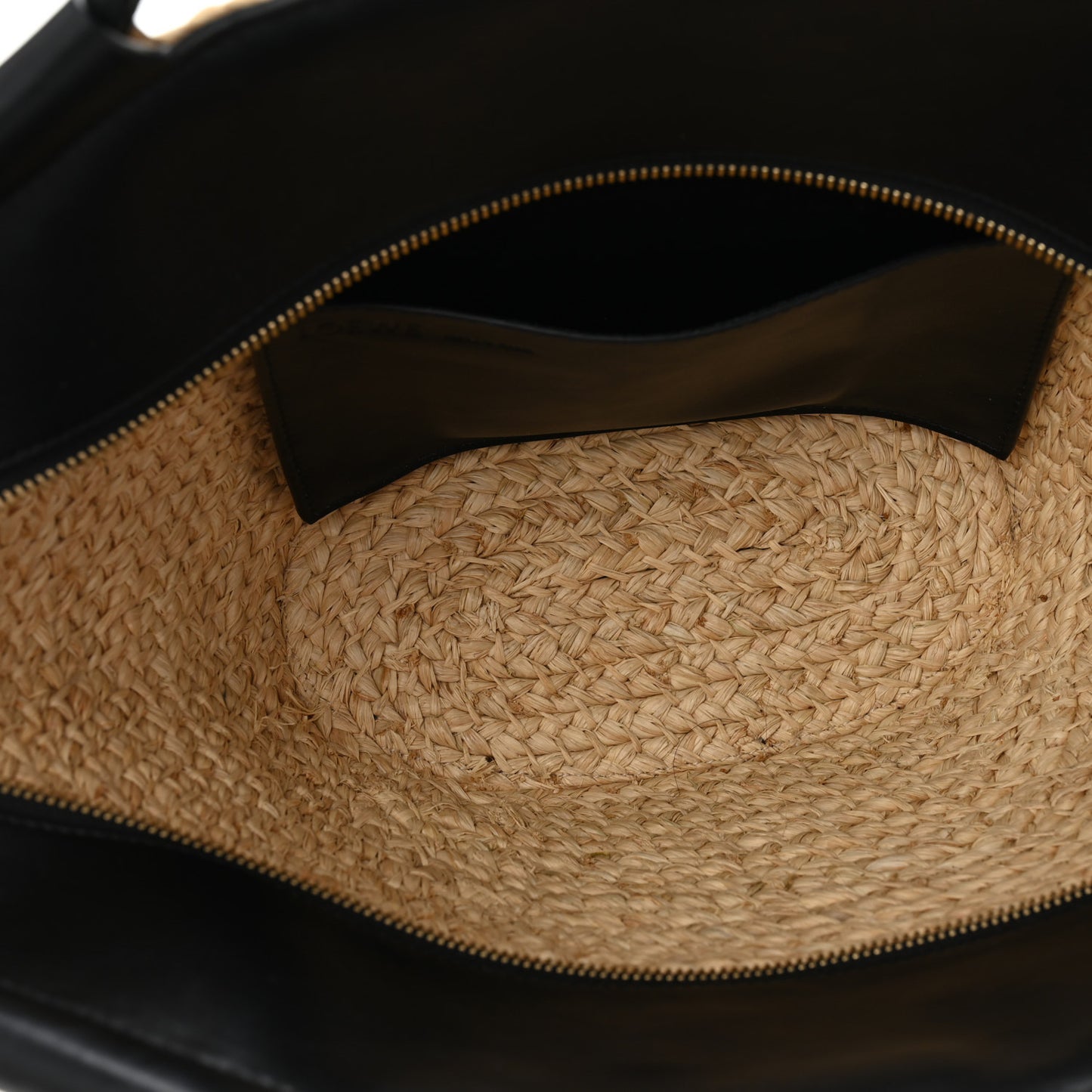 Raffia Nappa Calfskin Small Paseo Basket Bag Natural Black