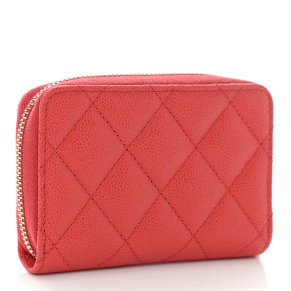 Chanel Caviar Quilted Striated CC Zip Coin Purse Red 3 of 11