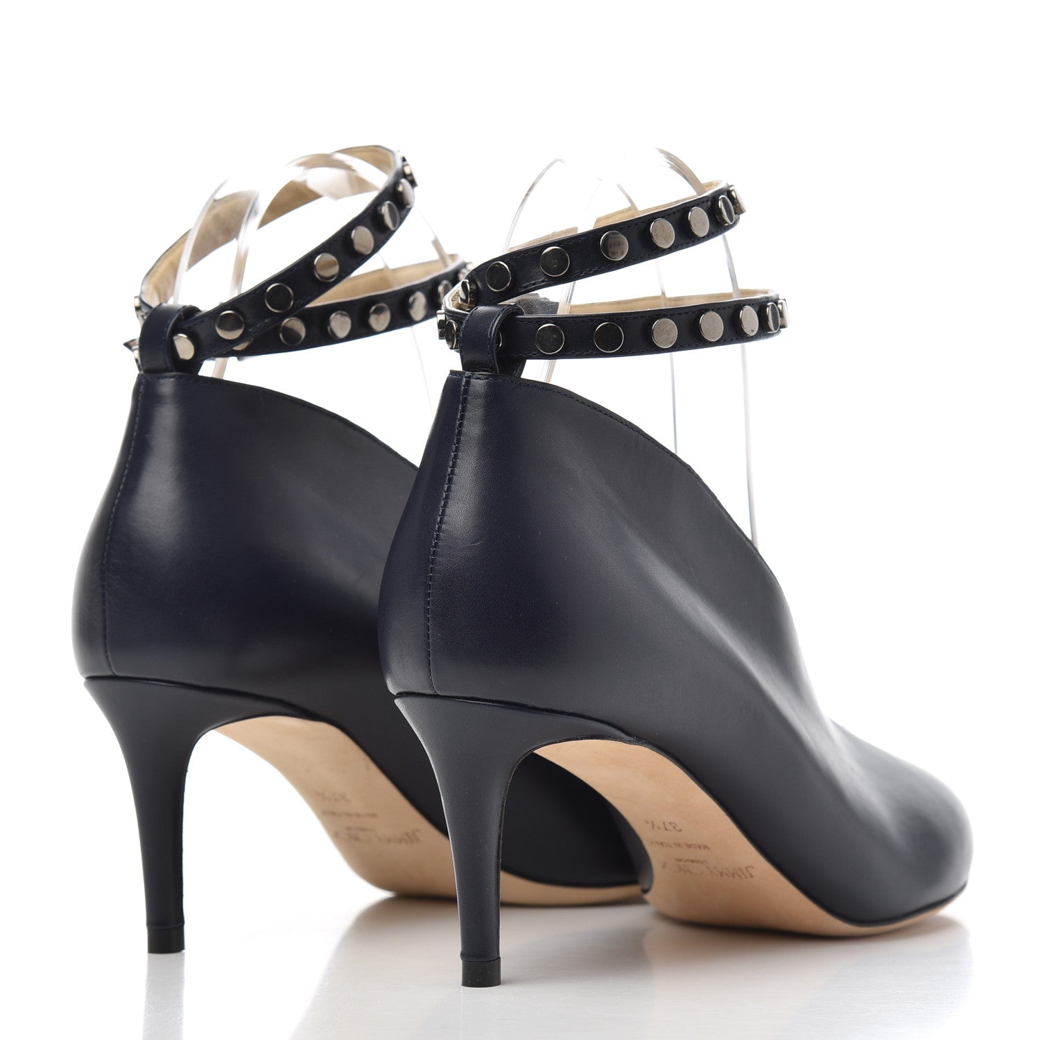 Jimmy Choo Calfskin Lark 65 Ankle Strap Pumps 37.5 Navy Blue 4 of 16