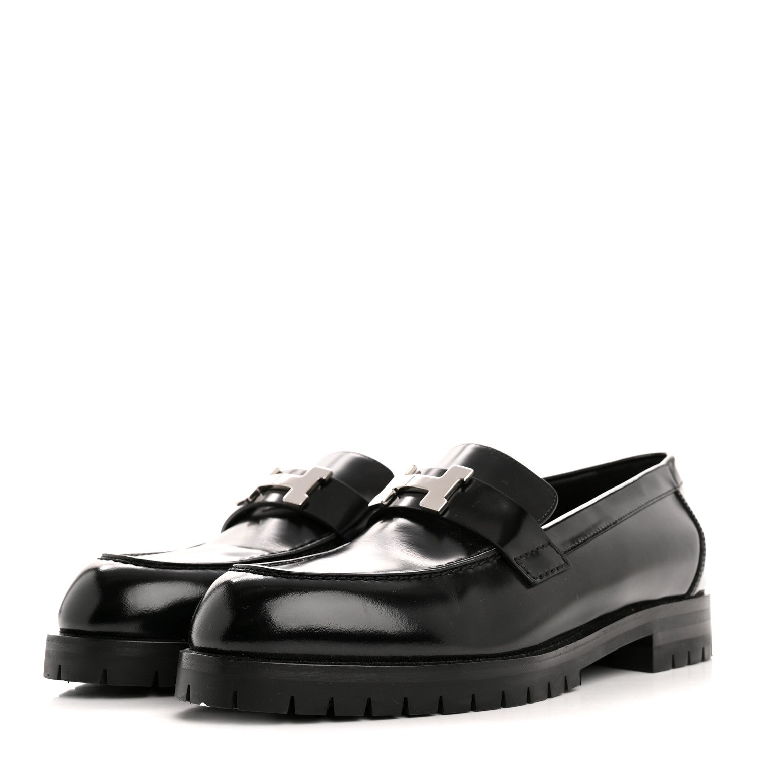 Hermes Calfskin Womens Faubourg Loafers 38 Black 4 of 10