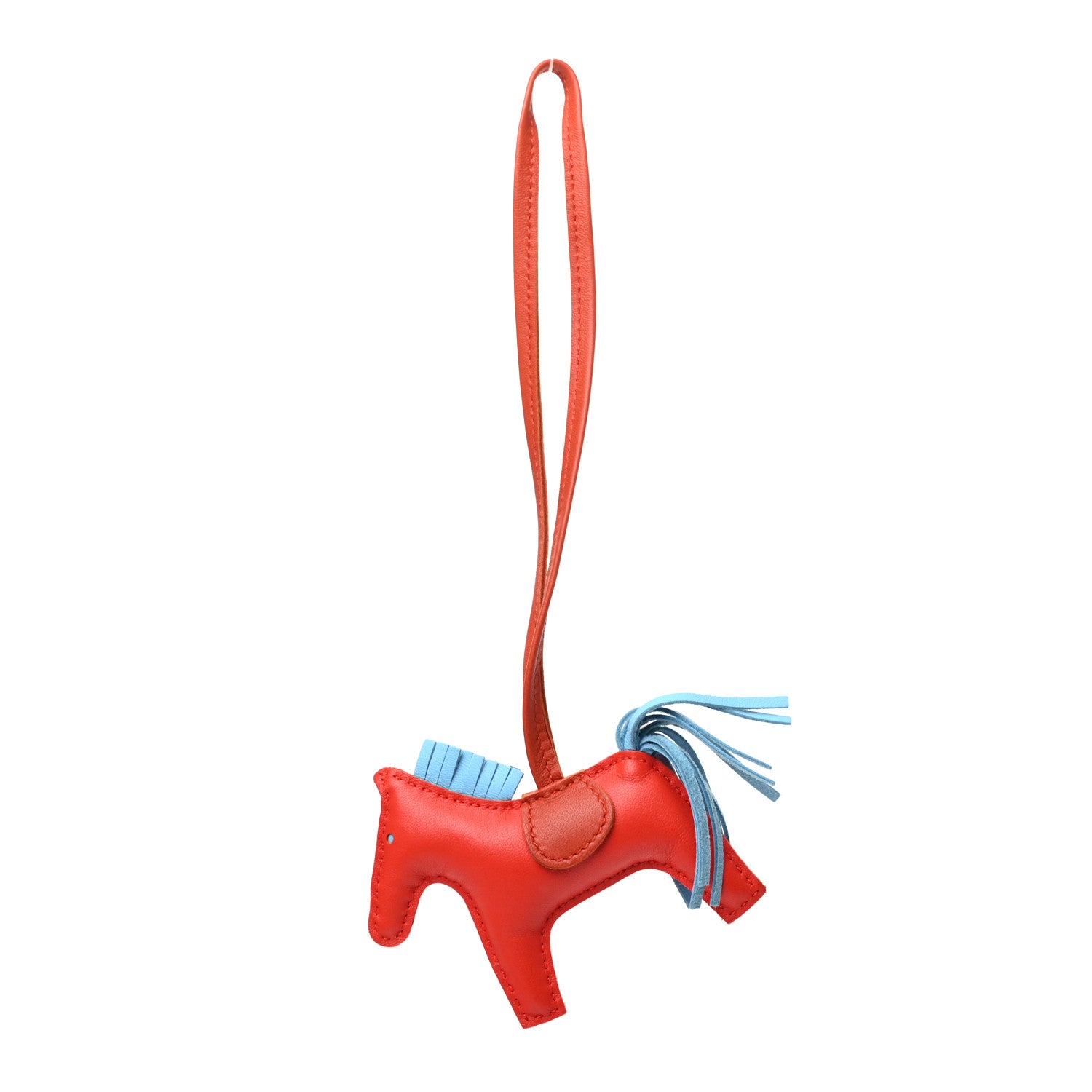 Hermes Milo Lambskin Grigri Rodeo Horse Bag Charm PM Capucine Celeste Cornaline 1 of 5