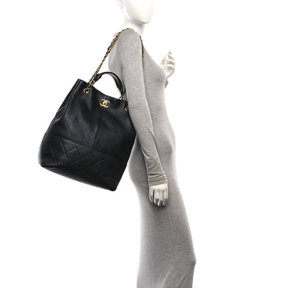 Chanel Calfskin Quilted Large Coco Base Shopping Bag Black 2 of 10