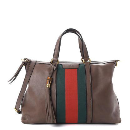 Gucci Calfskin Web Medium Rania Top Handle Bag Grey Field 1 of 10