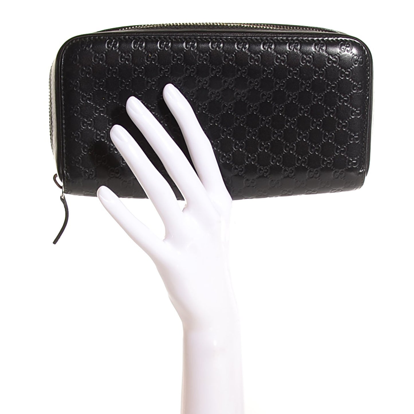 Microguccissima Large Zip Around Wallet Black