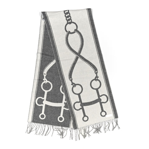 Cashmere Casaque Mors Muffler Ivoire Gris Flanelle