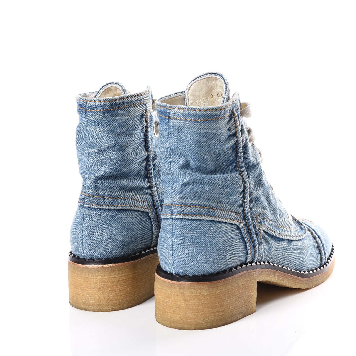 Denim Lace Up Boots 38.5 Light Blue