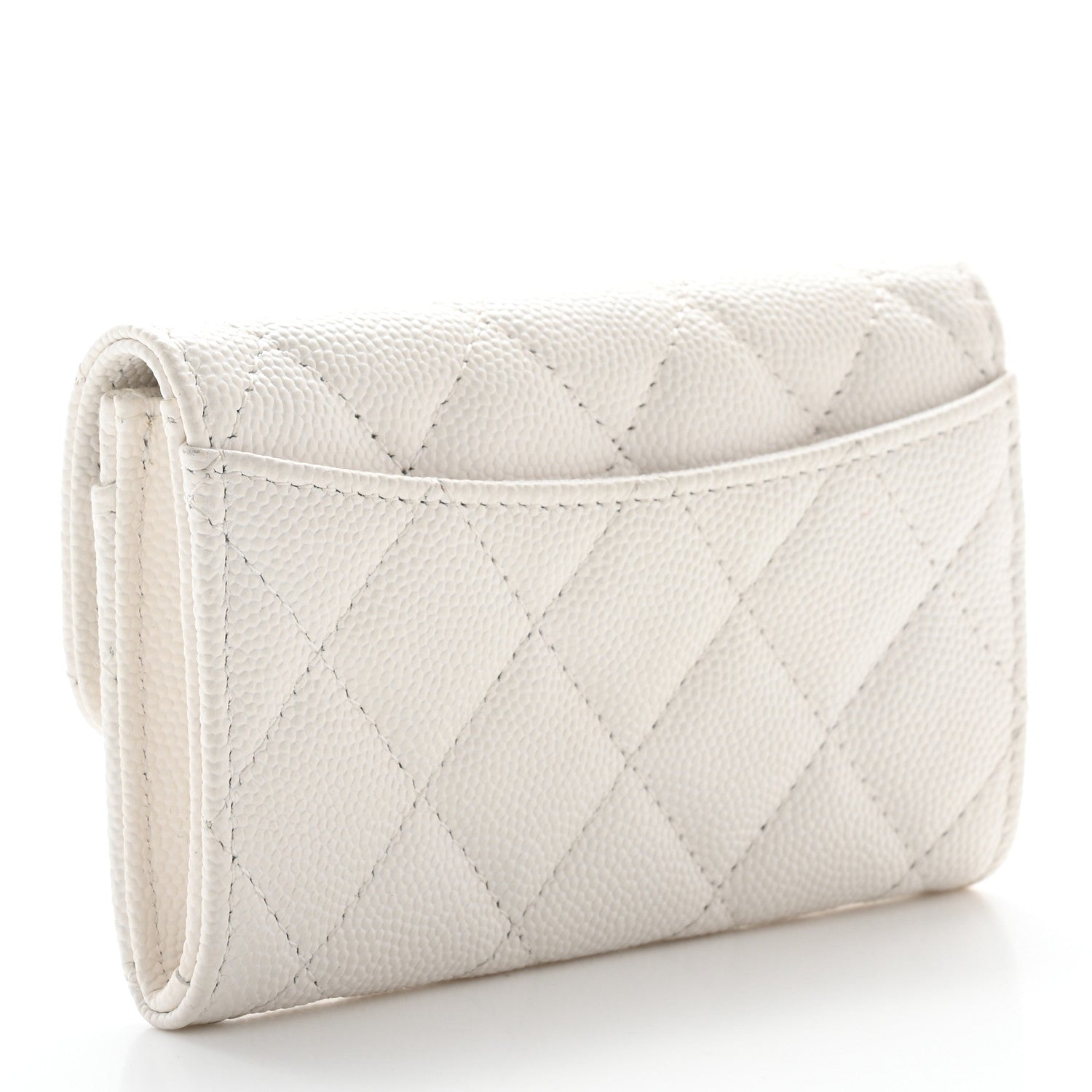 Chanel Caviar Quilted Flap Card Holder Wallet White 3 of 12