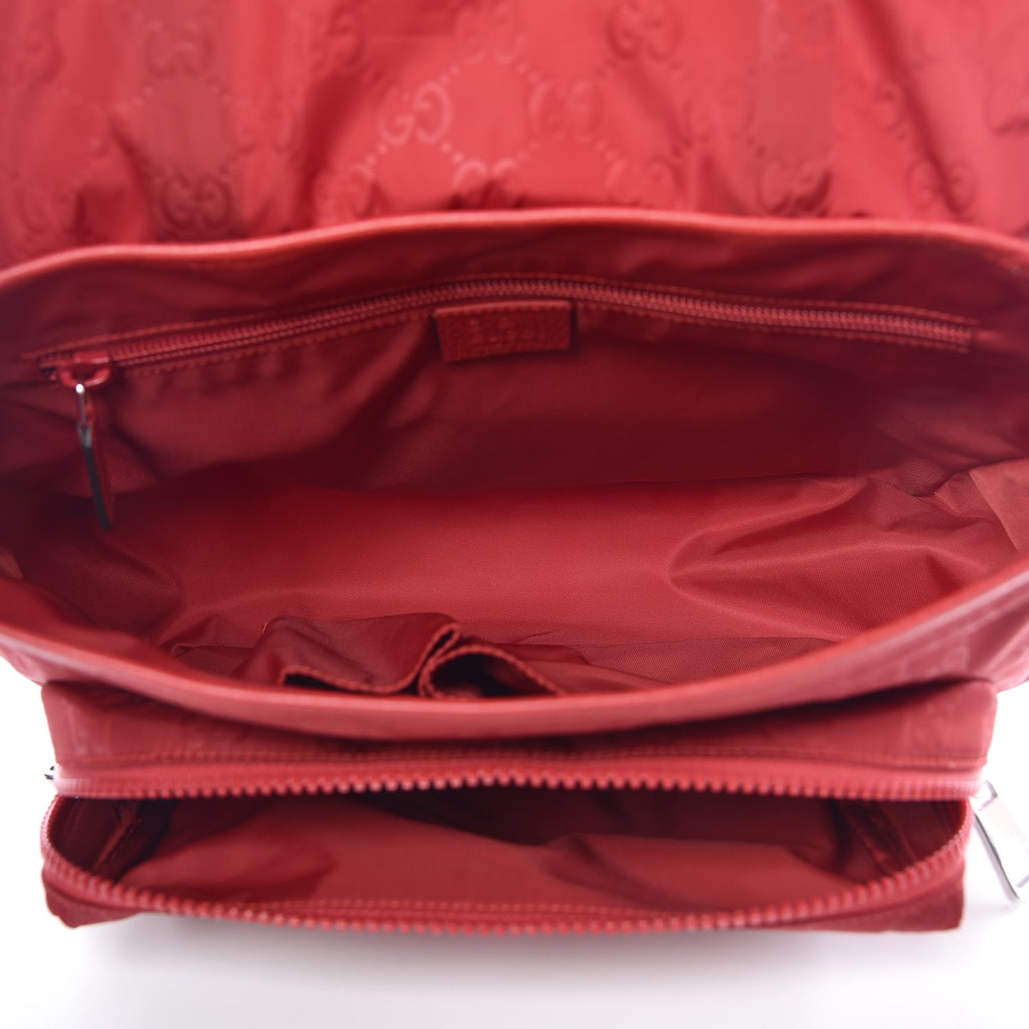 Nylon Monogram Double Buckle Flap Messenger Bag Vibrant Red