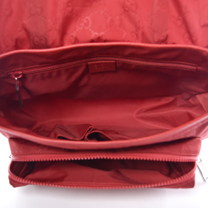 Gucci Nylon Monogram Double Buckle Flap Messenger Bag Vibrant Red 5 of 10