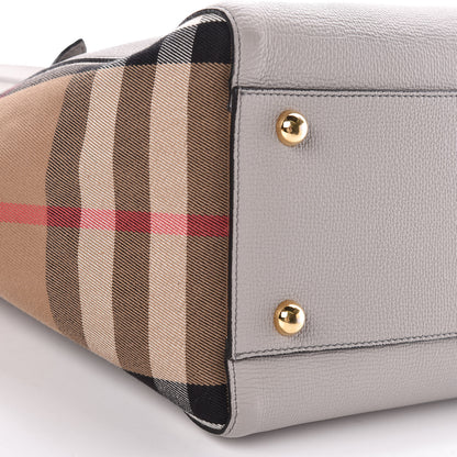 Burberry Grainy Calfskin House Check Small Canterbury Tote Pale Grey 10 of 11
