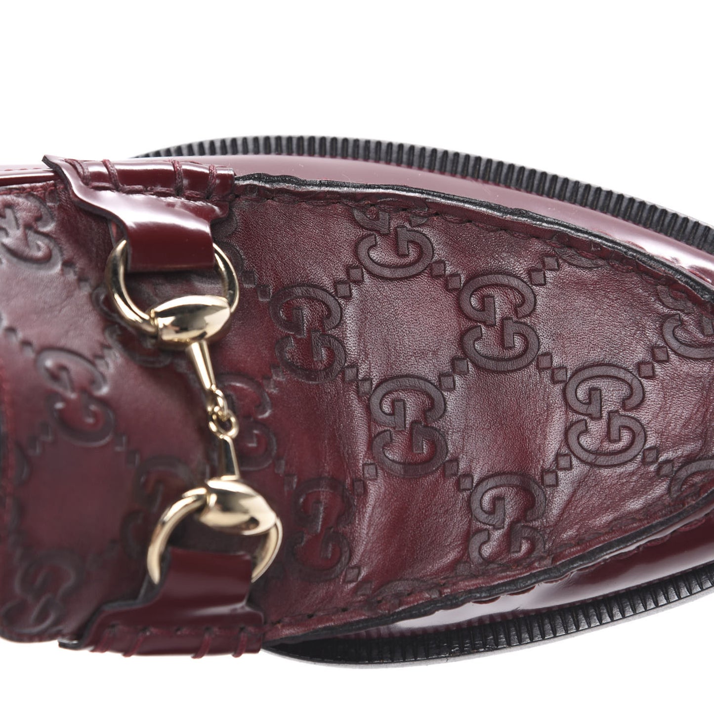 Calfskin Horsebit Guccissima Mens Platform Loafers 7 Burgundy
