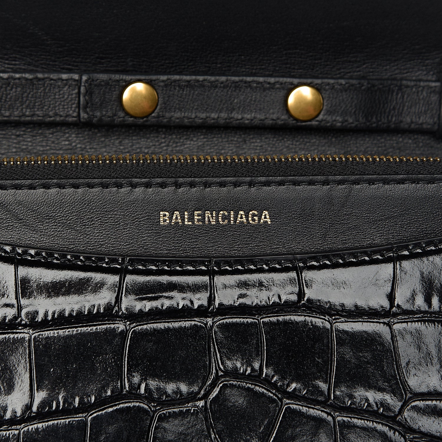 Balenciaga Crocodile Embossed Patent B Wallet On Chain Black 6 of 11