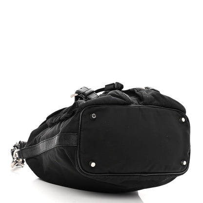 Prada Nylon Vela Saffiano Drawstring Shoulder Bag Black 4 of 11