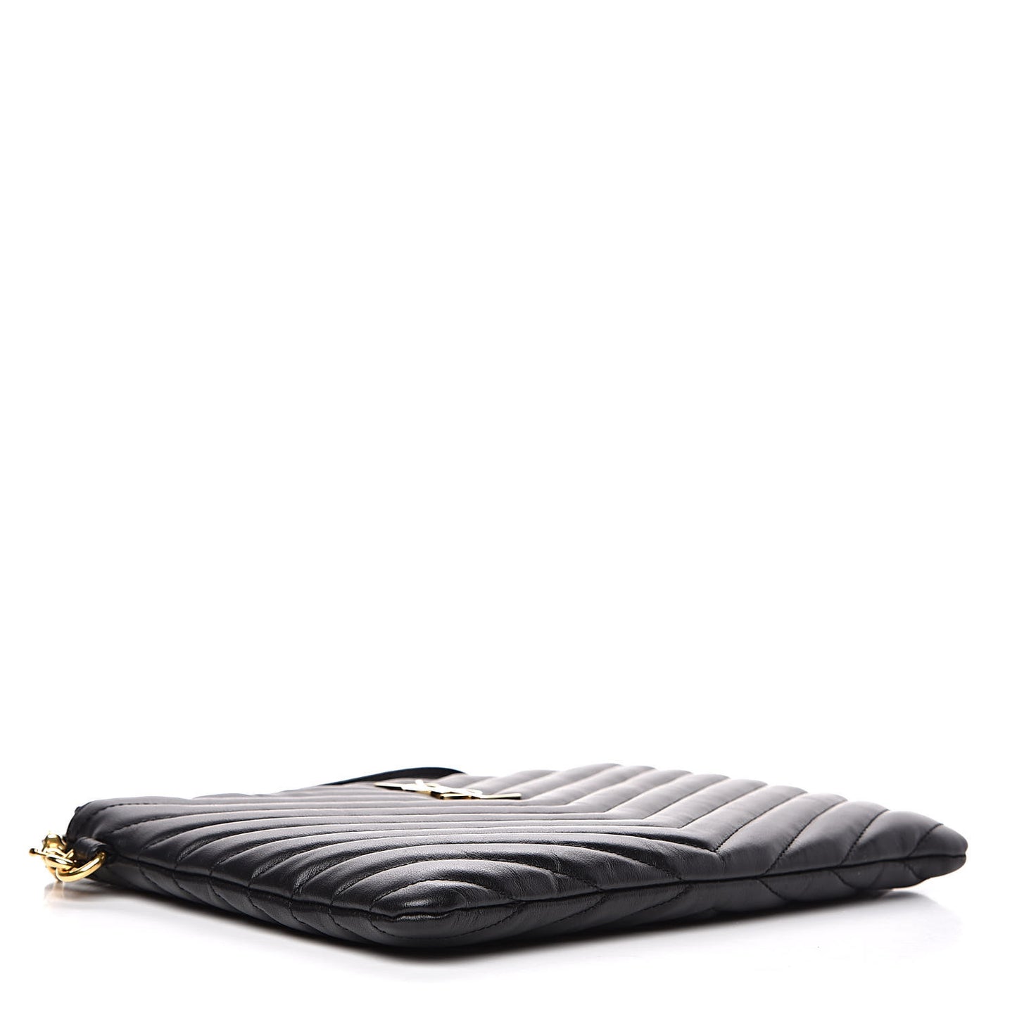 Calfskin Matelasse Chevron Monogram A5 Wristlet Black