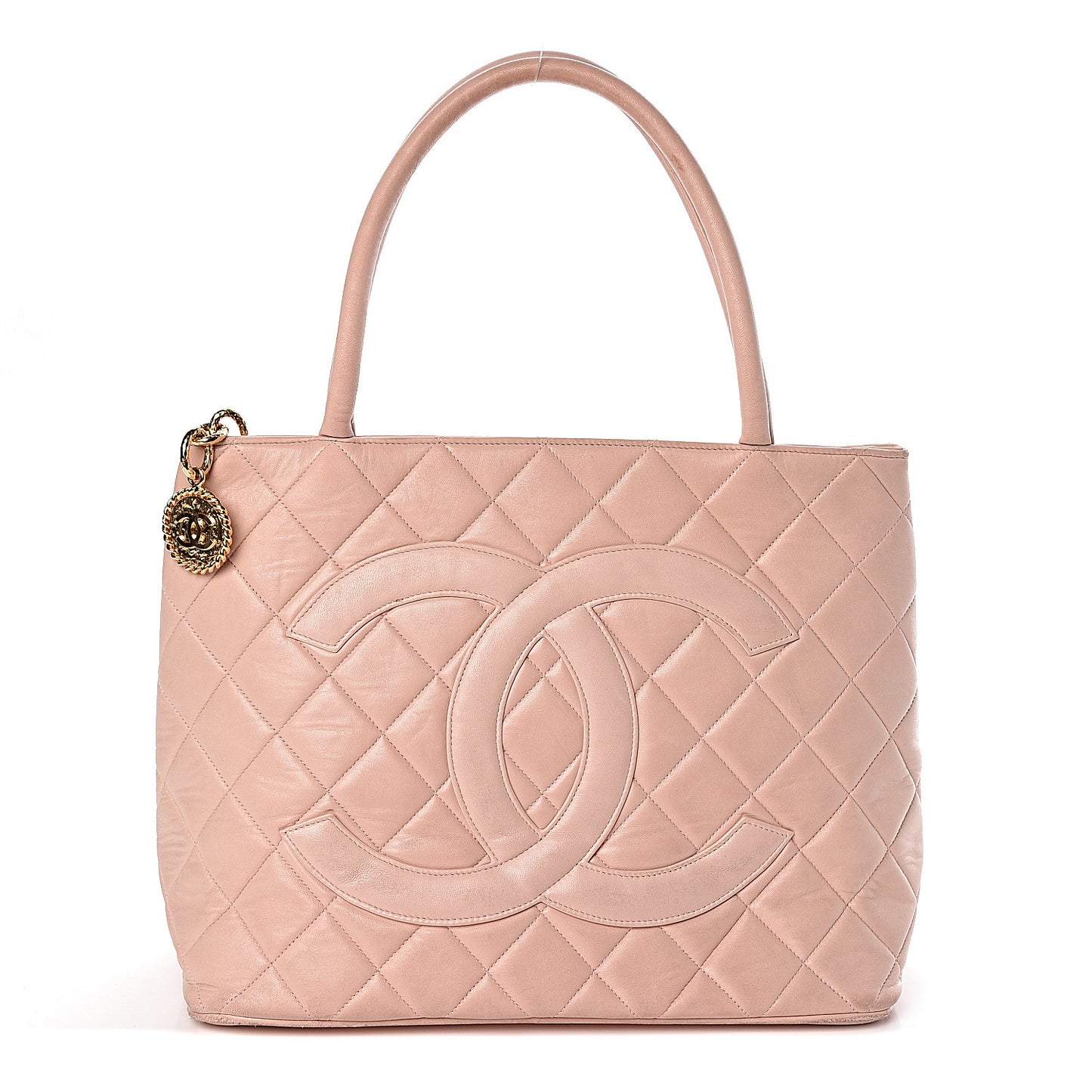 Lambskin Quilted Medallion Tote Pink