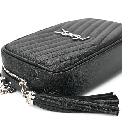 Saint Laurent Grain De Poudre Matelasse Monogram Mini Lou Camera Bag Black 10 of 12