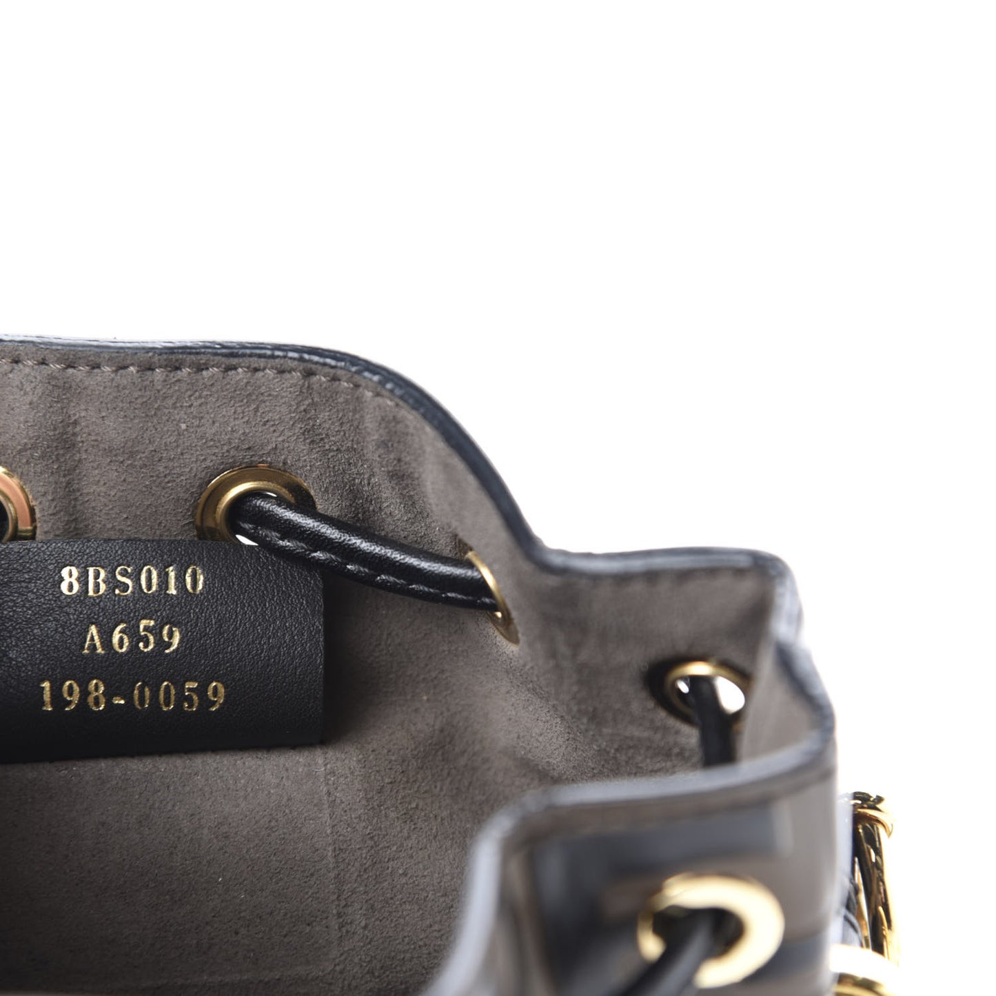 Vitello Liberty F is Fendi Bi-Color FF 1974 Embossed Mini Mon Tresor Bucket Bag Maya Black
