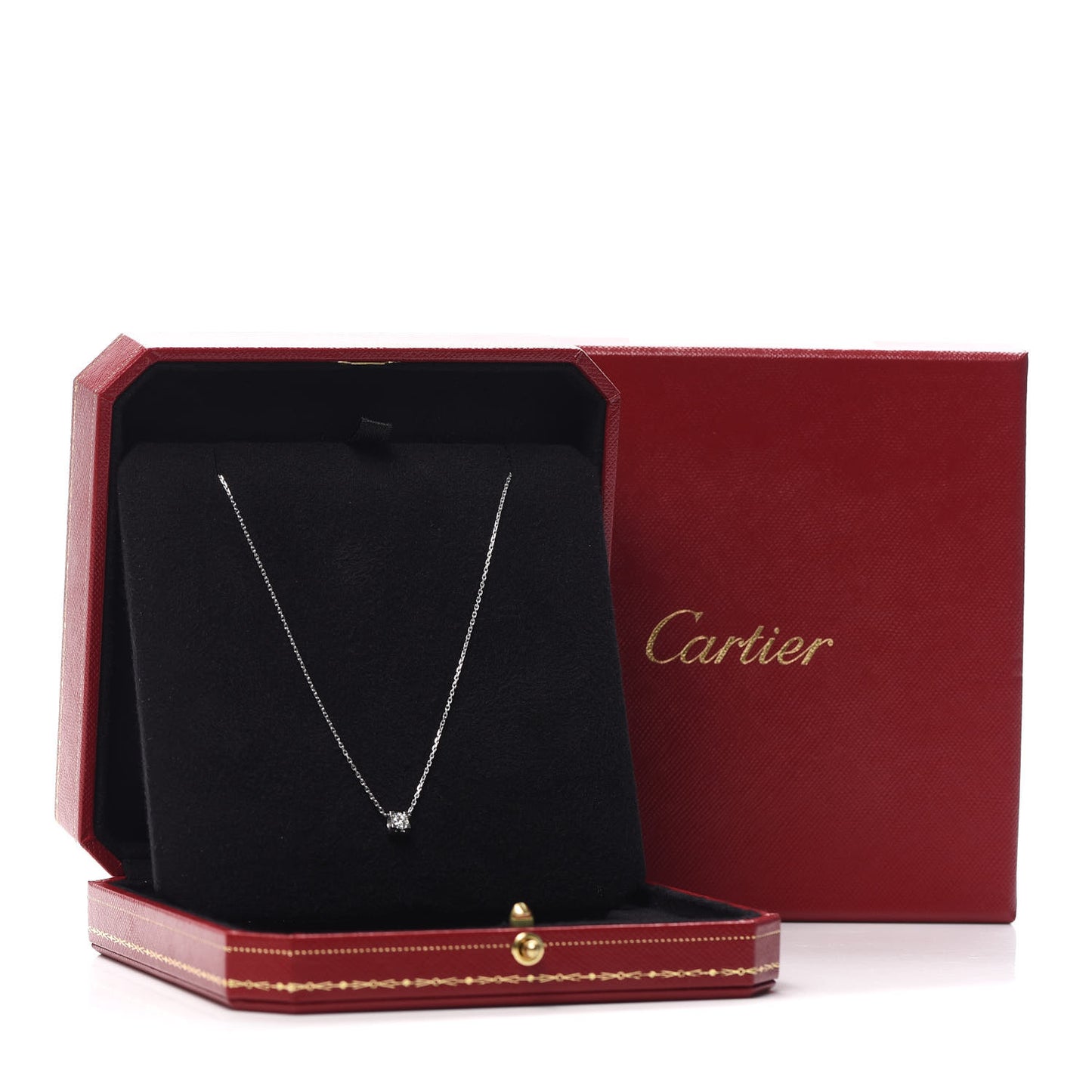 18K White Gold Diamond .24ct C De Cartier Pendant Necklace