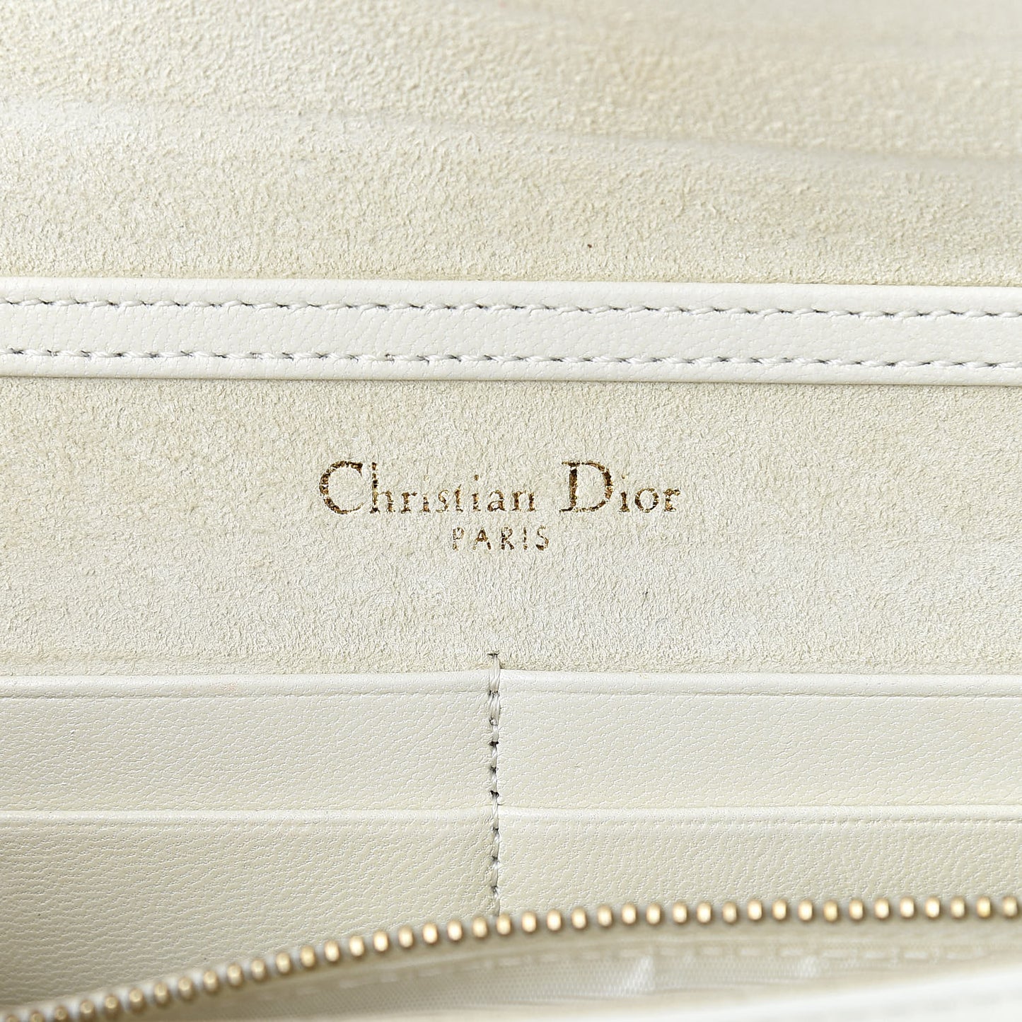 Calfskin Studded Diorama Wallet on Chain Pouch Off White