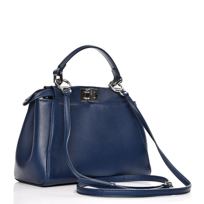 Fendi Nappa Mini Peekaboo Iconic Satchel True Blue 4 of 9