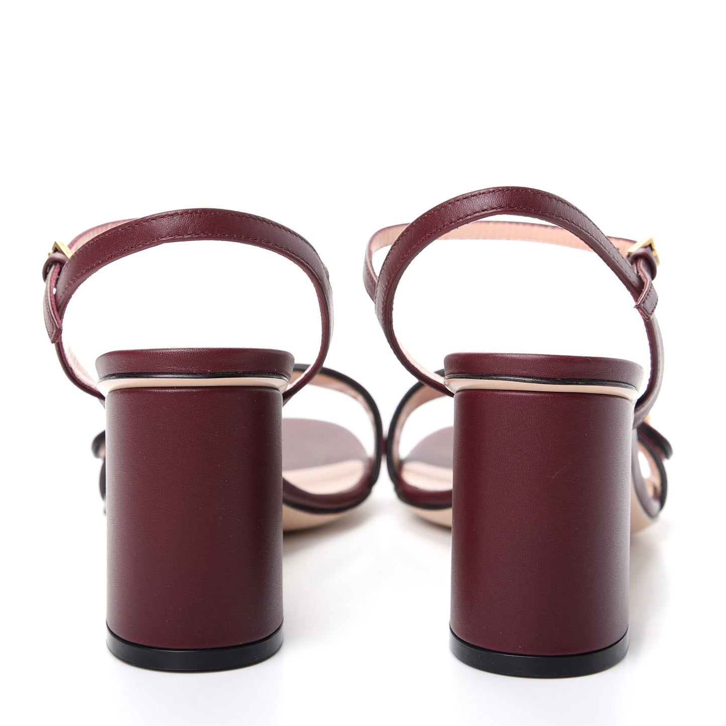 Lifford Calfskin GG Marmont Ankle Wrap 75mm Sandals 38 Vintage Bordeaux