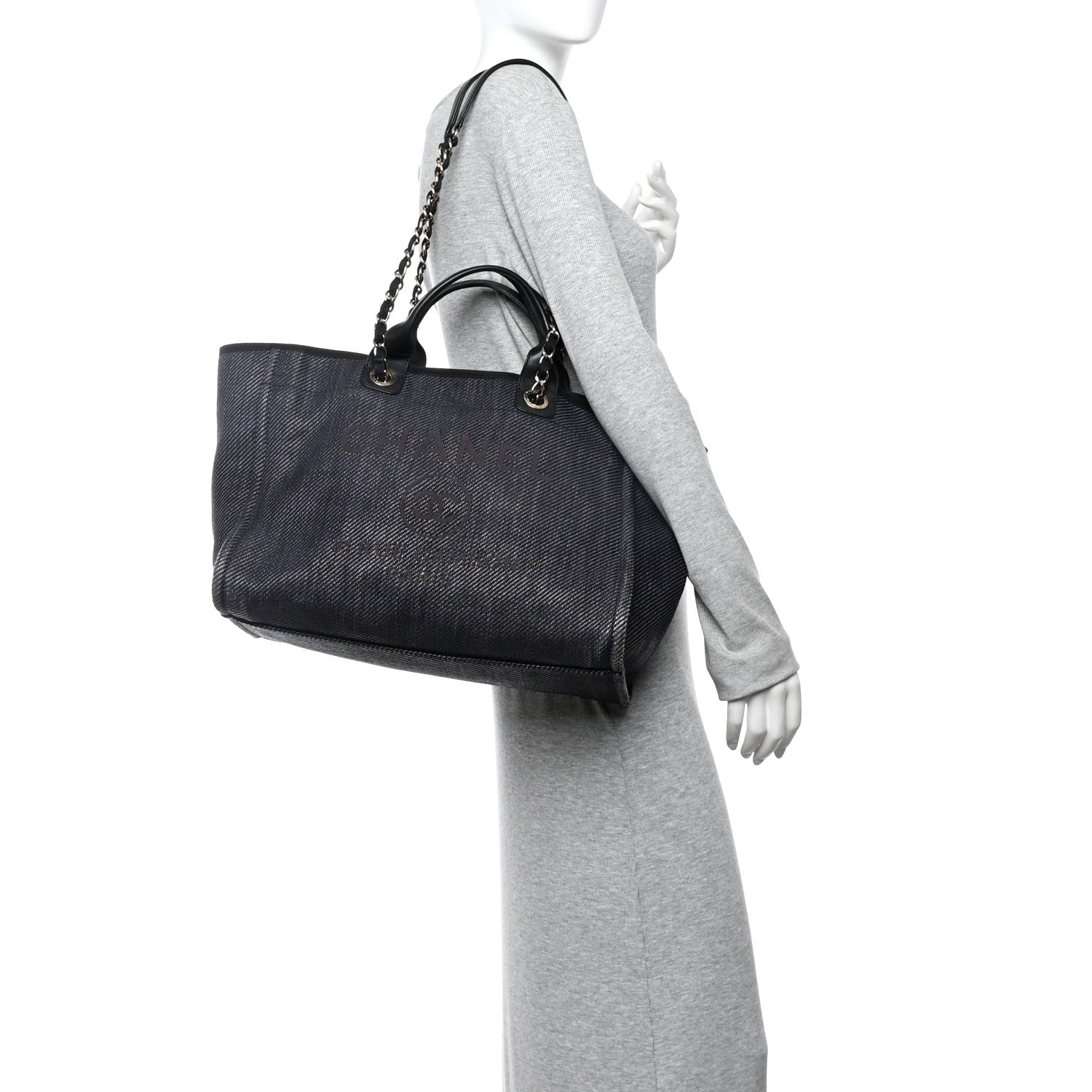 Chanel Woven Straw Raffia Medium Deauville Tote Black 2 of 10