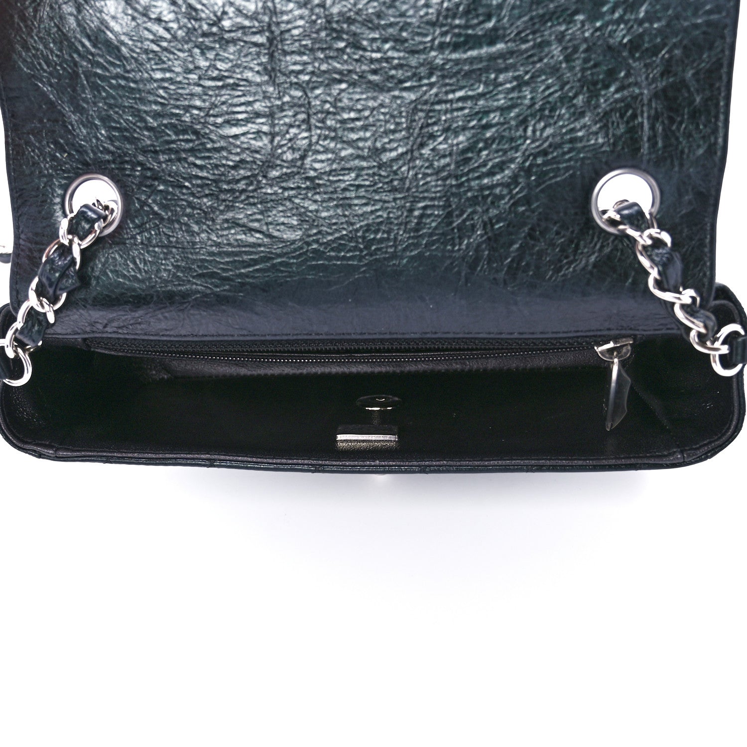 Chanel Iridescent Crumpled Calfskin Quilted Mini Rectangular Flap Black 5 of 12