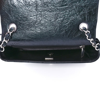 Chanel Iridescent Crumpled Calfskin Quilted Mini Rectangular Flap Black 5 of 12