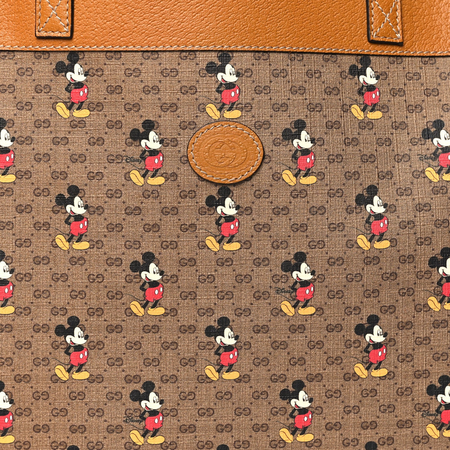 Gucci X DISNEY Mini Vintage GG Supreme Monogram Mickey Mouse Large Shopping Tote Beige Vintage Sun Oil 9 of 14