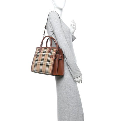 Burberry Calfskin Vintage Check Two Handle Title Bag  Archive Beige 2 of 12