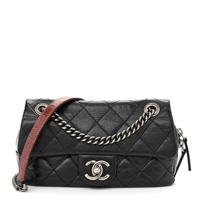 Chanel Glazed Calfskin Quilted Small Duo Color Flap Black 1 of 11