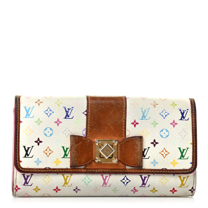Louis Vuitton Monogram Multicolor Sarah Noeud Wallet White Litchi 1 of 7