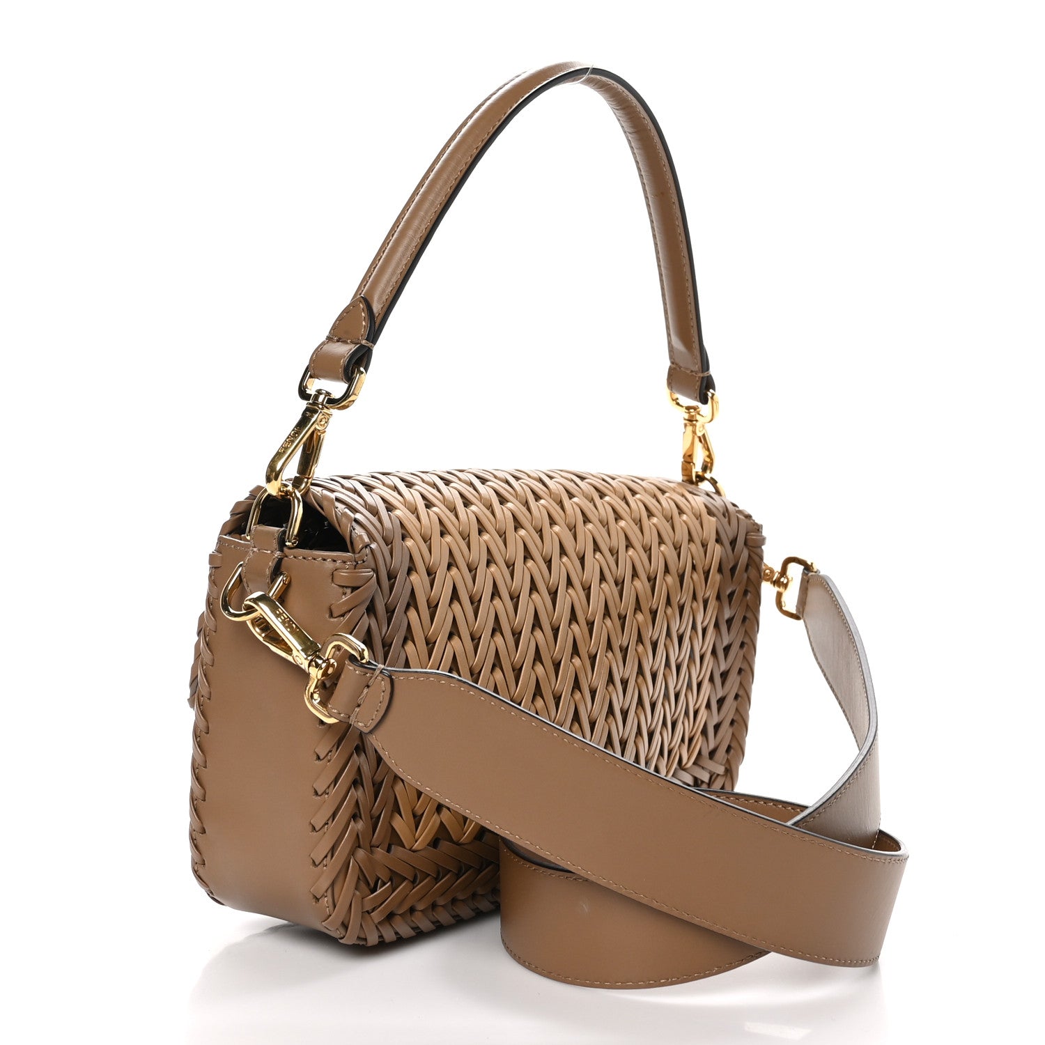 Fendi Nappa FF Woven Baguette Brown 3 of 10