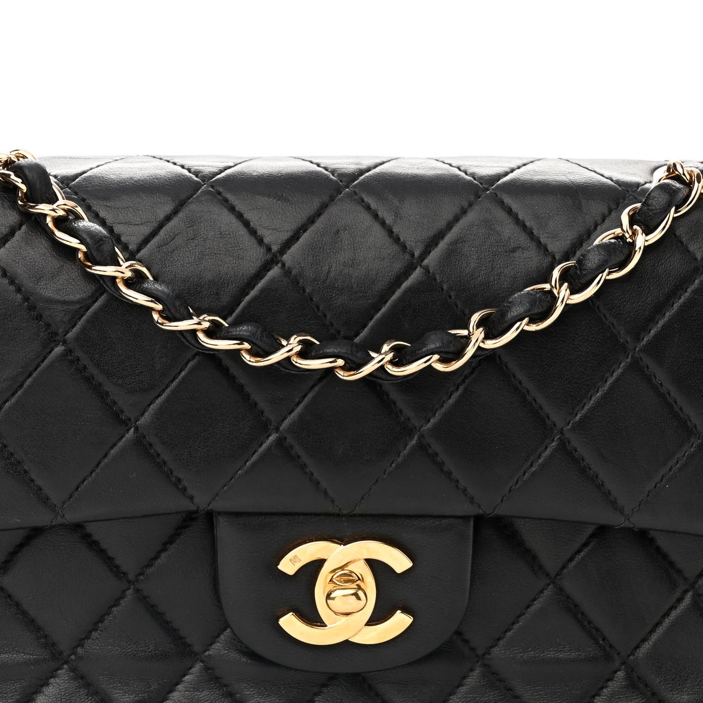 Lambskin Quilted Small Double Flap Black