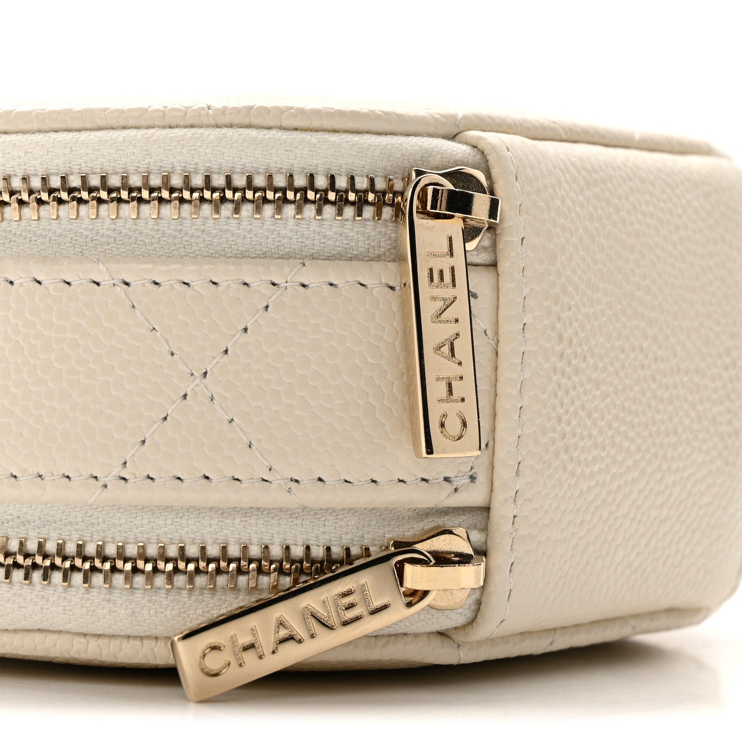 Chanel Caviar Quilted Round Handle With Care Vanity With Chain White 9 of 12