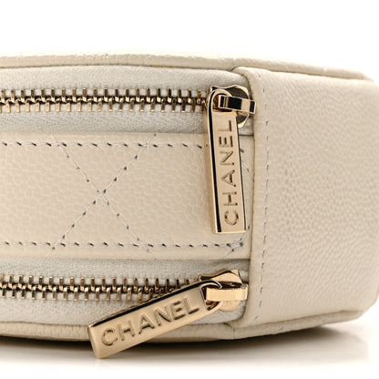 Chanel Caviar Quilted Round Handle With Care Vanity With Chain White 9 of 12