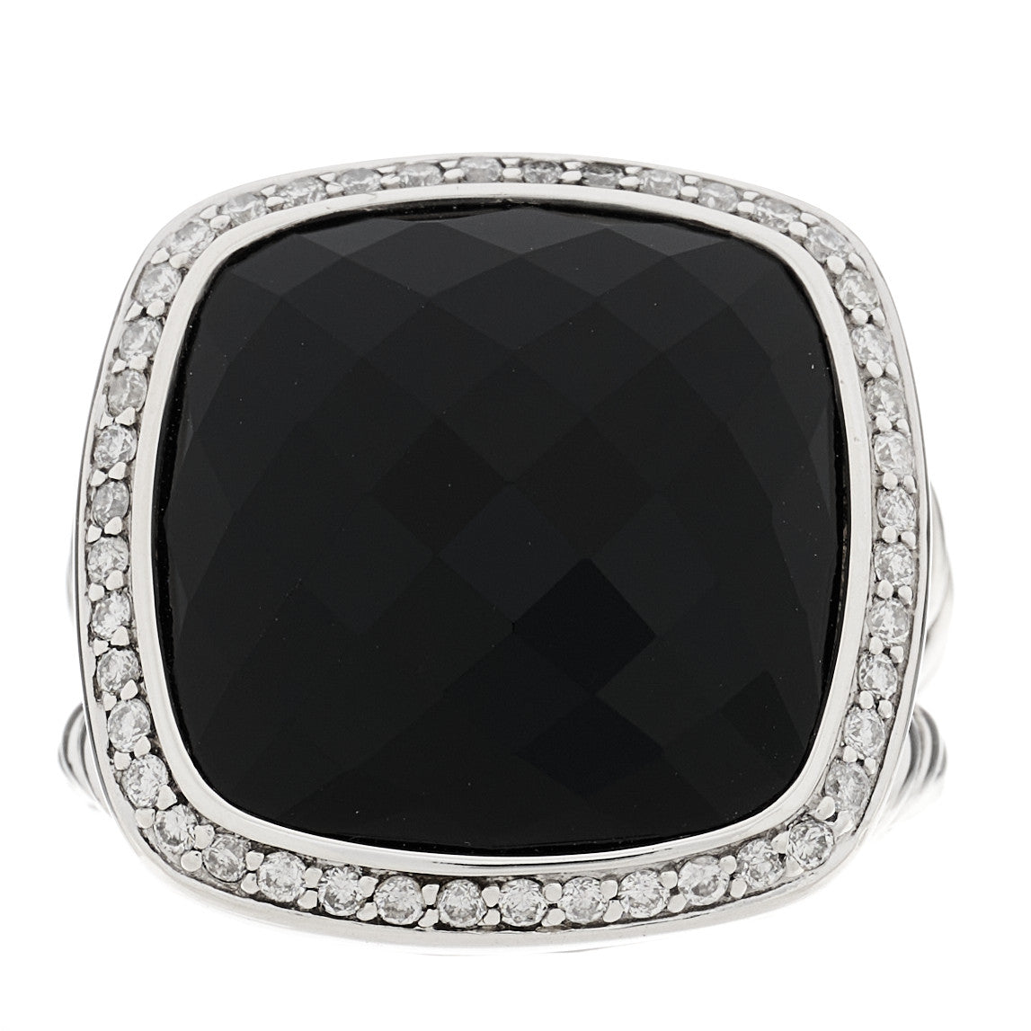 Sterling Silver Diamond Black Onyx 17mm Albion Ring 56 7.5