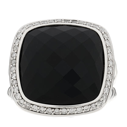 David Yurman Sterling Silver Diamond Black Onyx 17mm Albion Ring 56 7.5 1 of 5