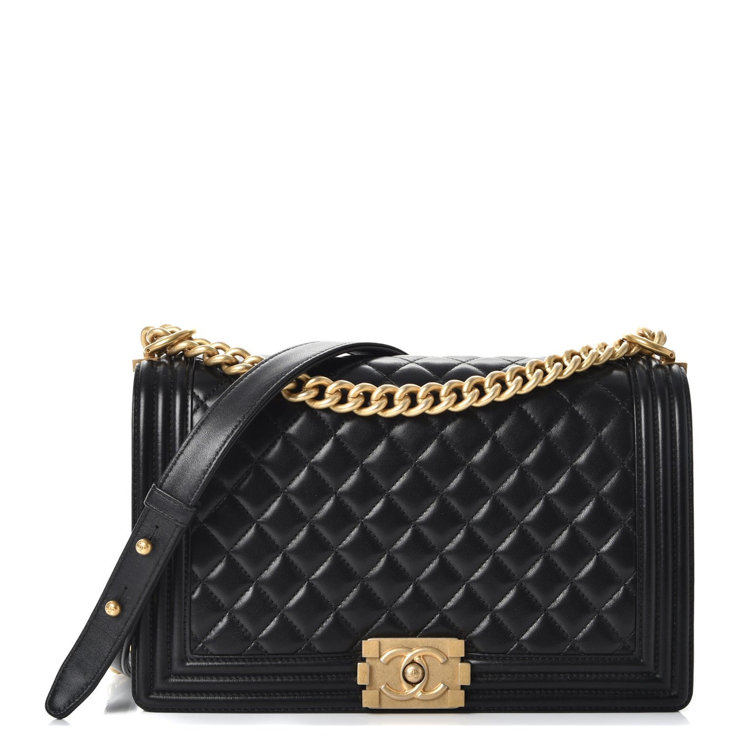 Lambskin Quilted New Medium Boy Flap Black