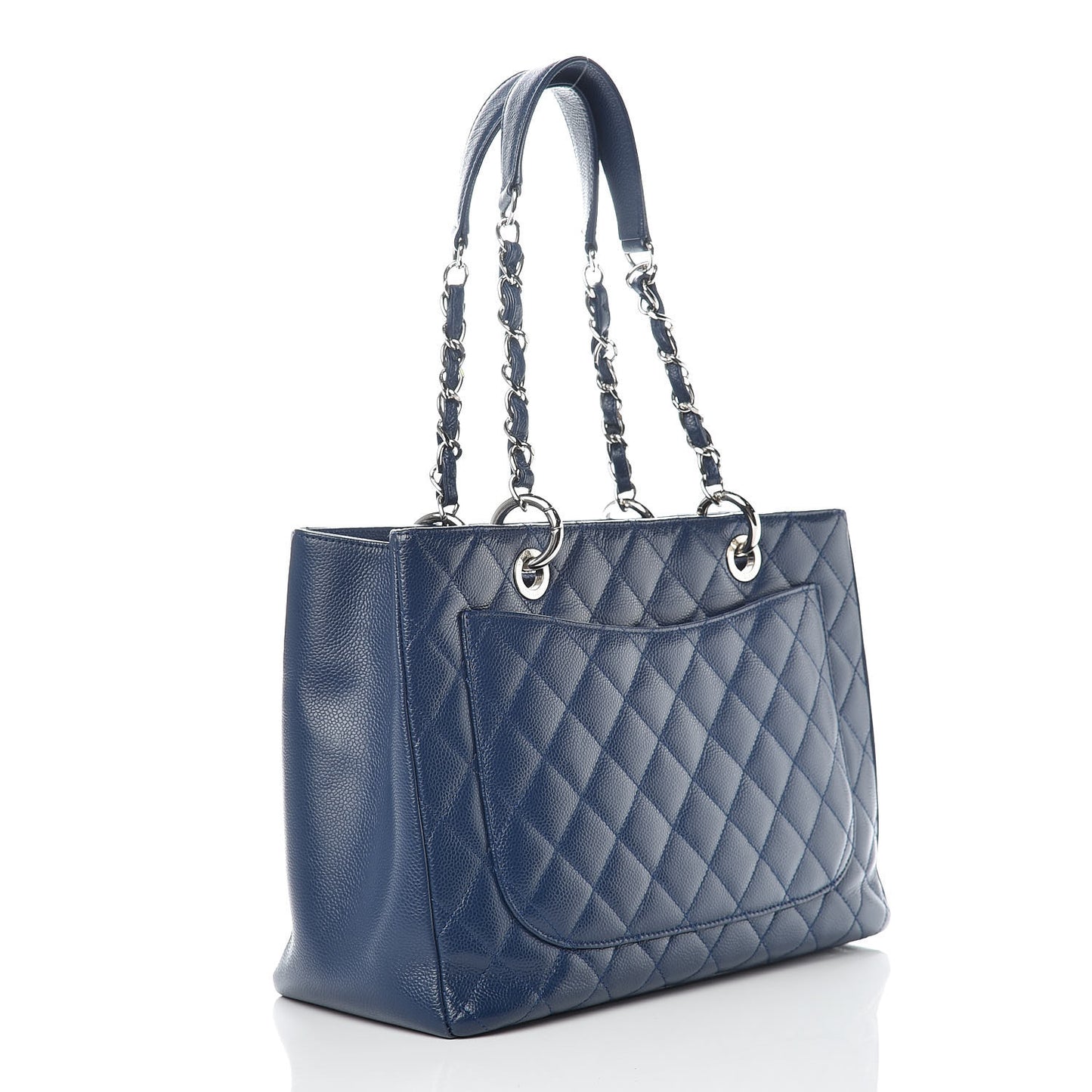 Caviar Quilted Grand Shopping Tote GST Dark Navy Blue
