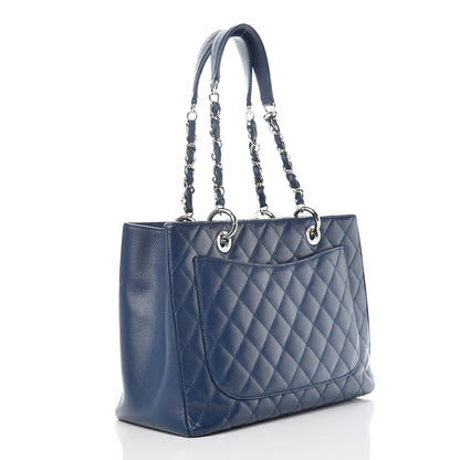 Chanel Caviar Quilted Grand Shopping Tote GST Dark Navy Blue 3 of 17