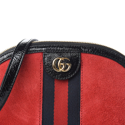 Gucci Suede Patent Web GG Small Ophidia Dome Shoulder Bag Hibiscus Red 9 of 9