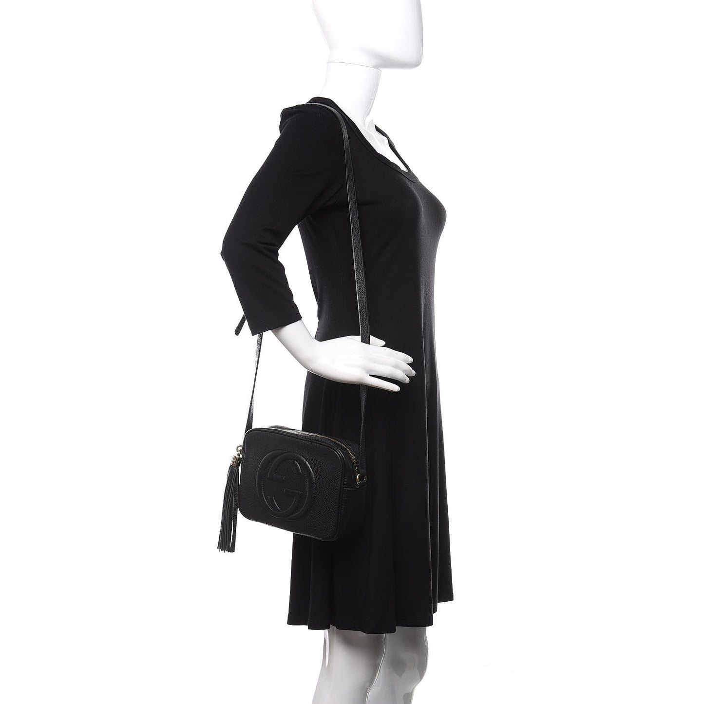Pebbled Calfskin Small Soho Disco Bag Black