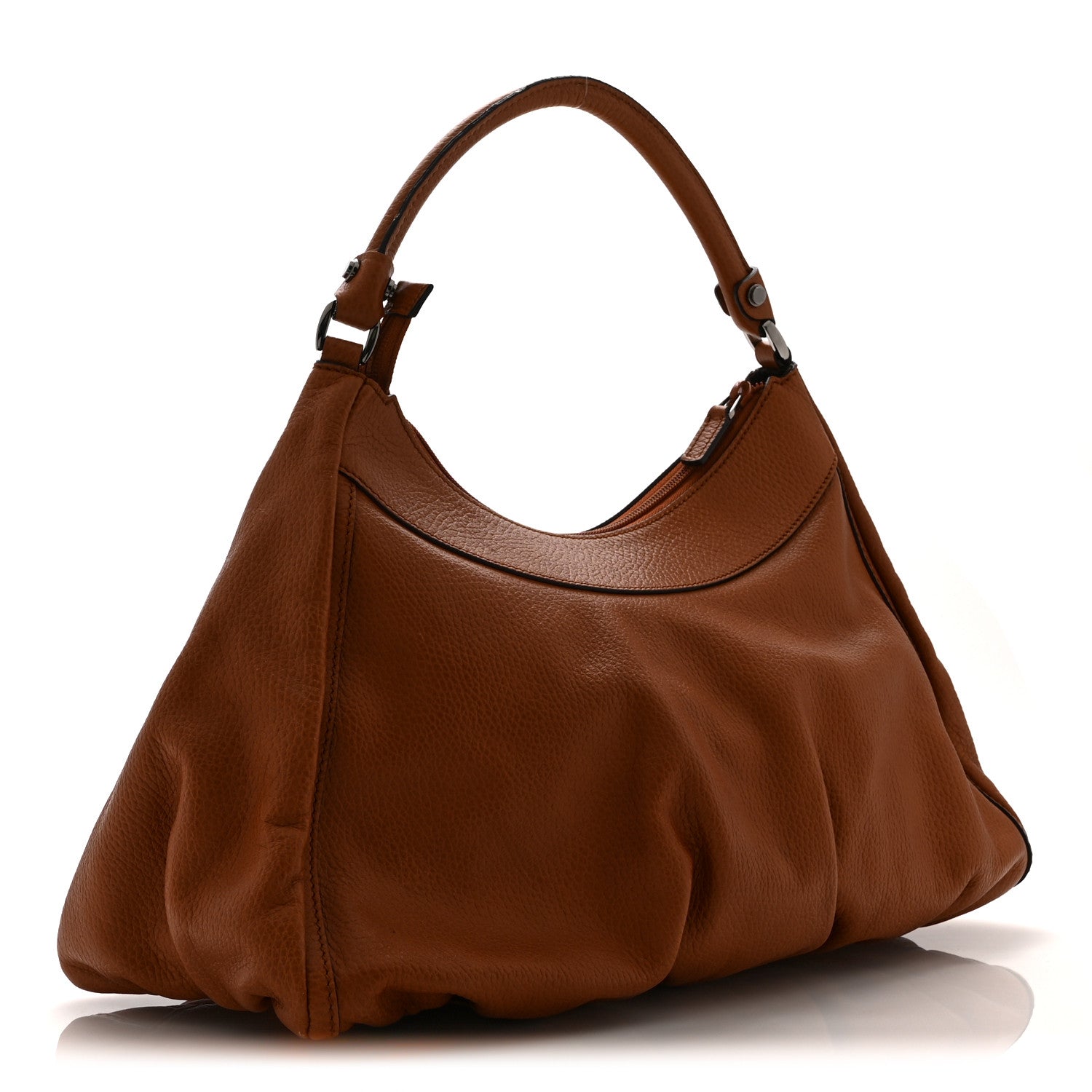 Gucci Calfskin Large D Gold Ring Hobo Brown 3 of 11
