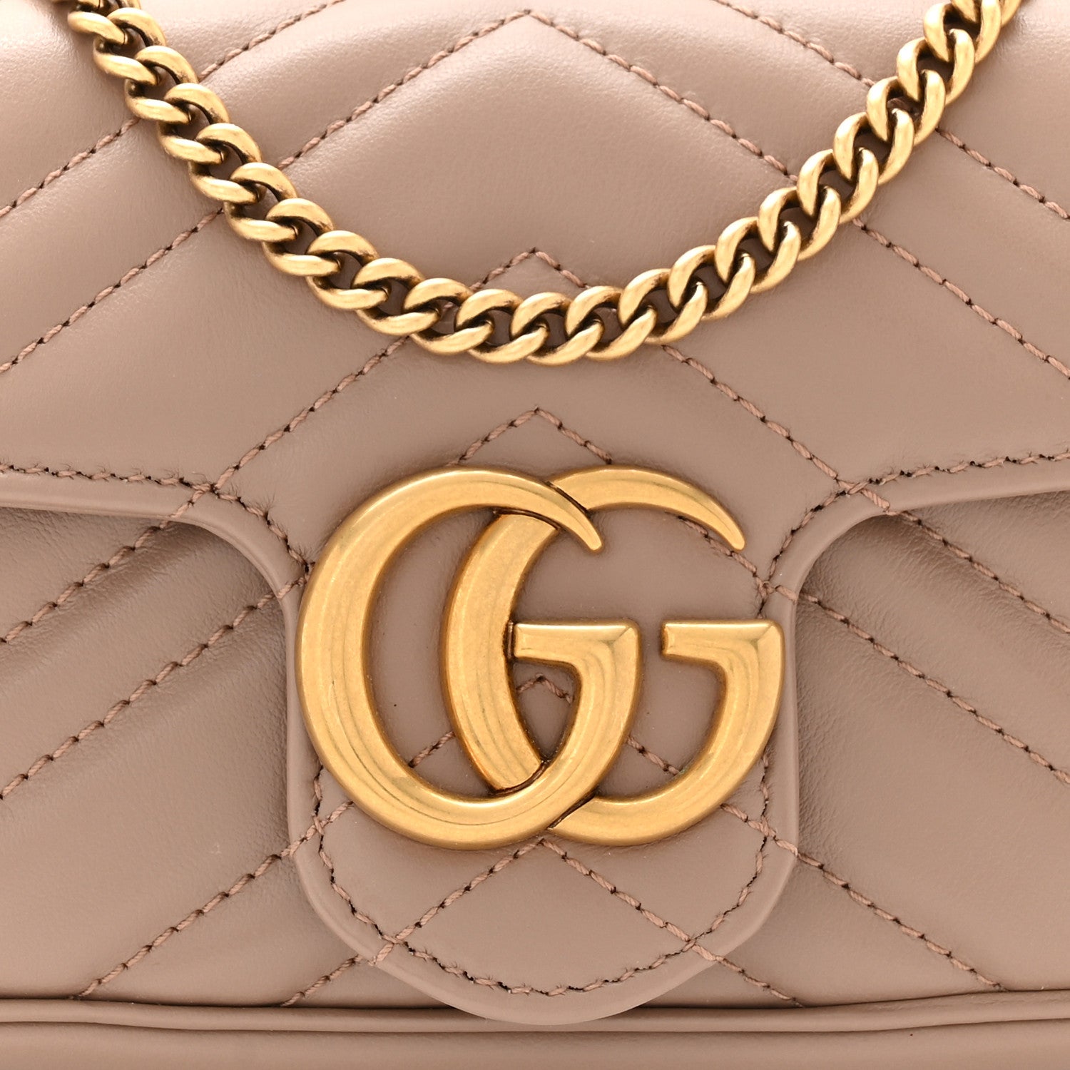 Gucci Calfskin Matelasse Super Mini GG Marmont Shoulder Bag Porcelain Rose 8 of 11