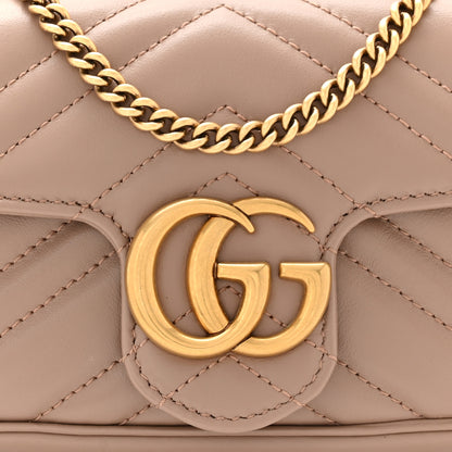 Gucci Calfskin Matelasse Super Mini GG Marmont Shoulder Bag Porcelain Rose 8 of 11