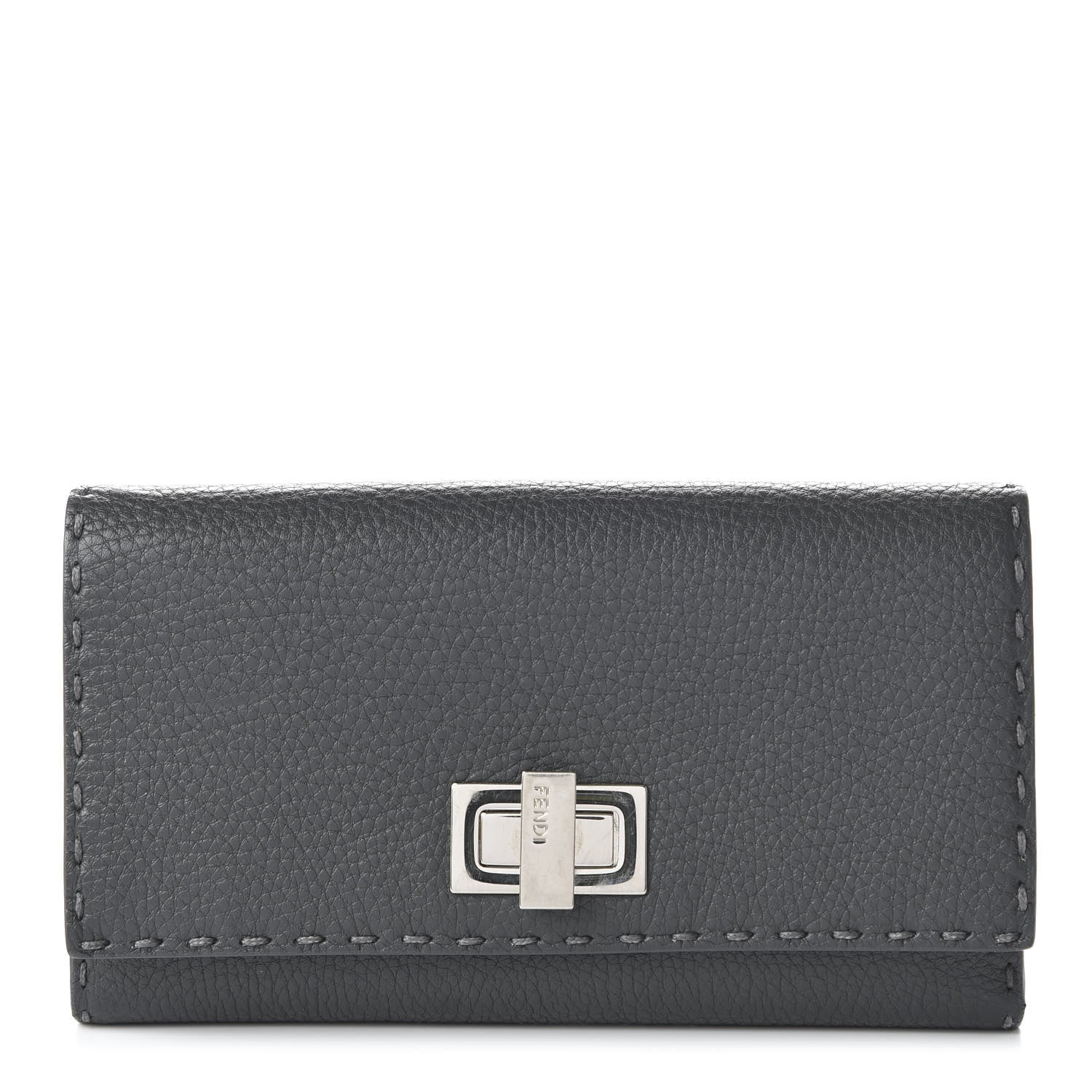Fendi Cuoio Romano Selleria Peekaboo Continental Wallet Asfalto 1 of 22