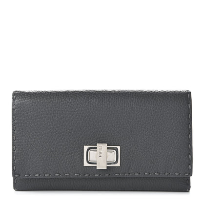 Fendi Cuoio Romano Selleria Peekaboo Continental Wallet Asfalto 1 of 22