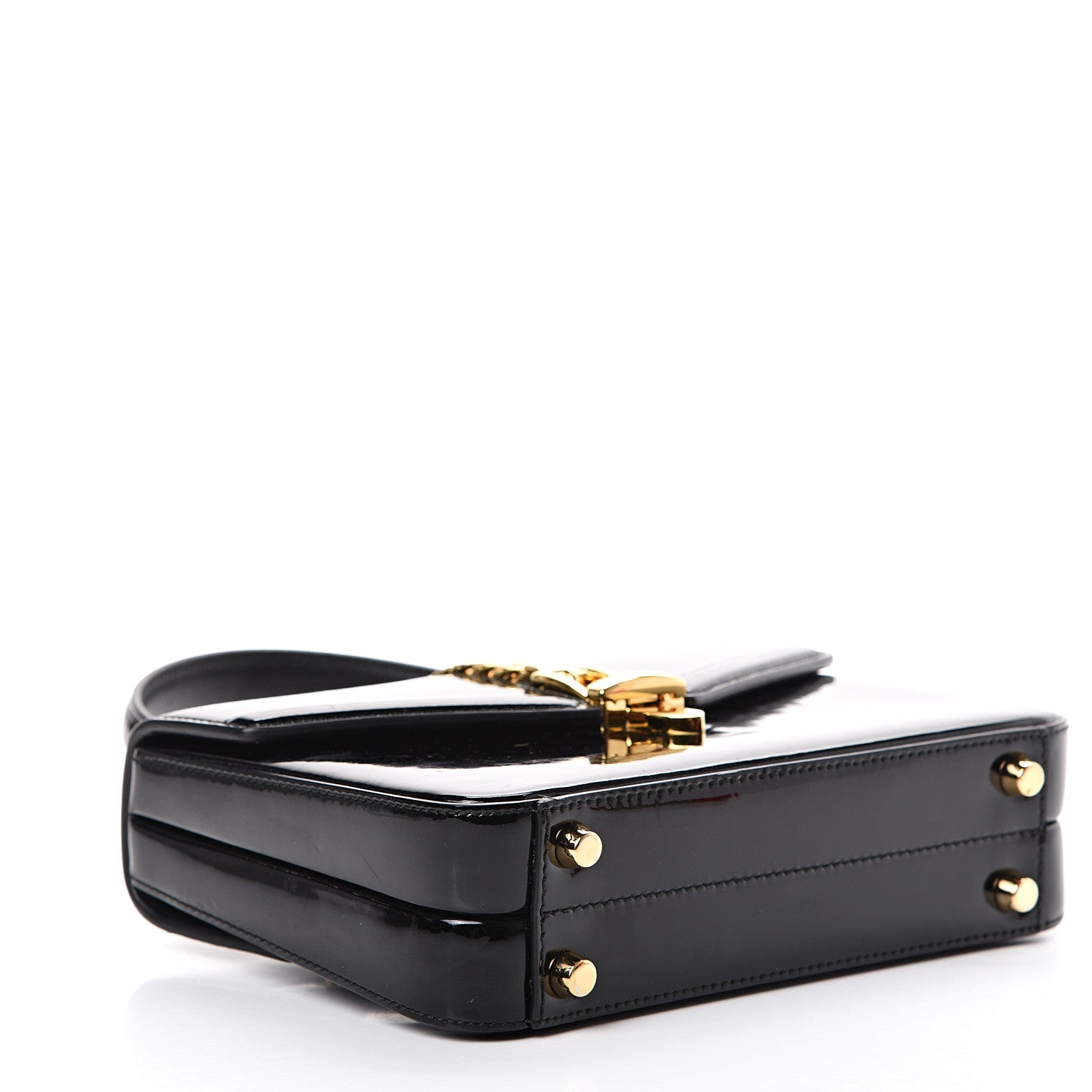 Gucci Mousse Top Patent Mini Sylvie 1969 Top Handle Bag Black 3 of 11