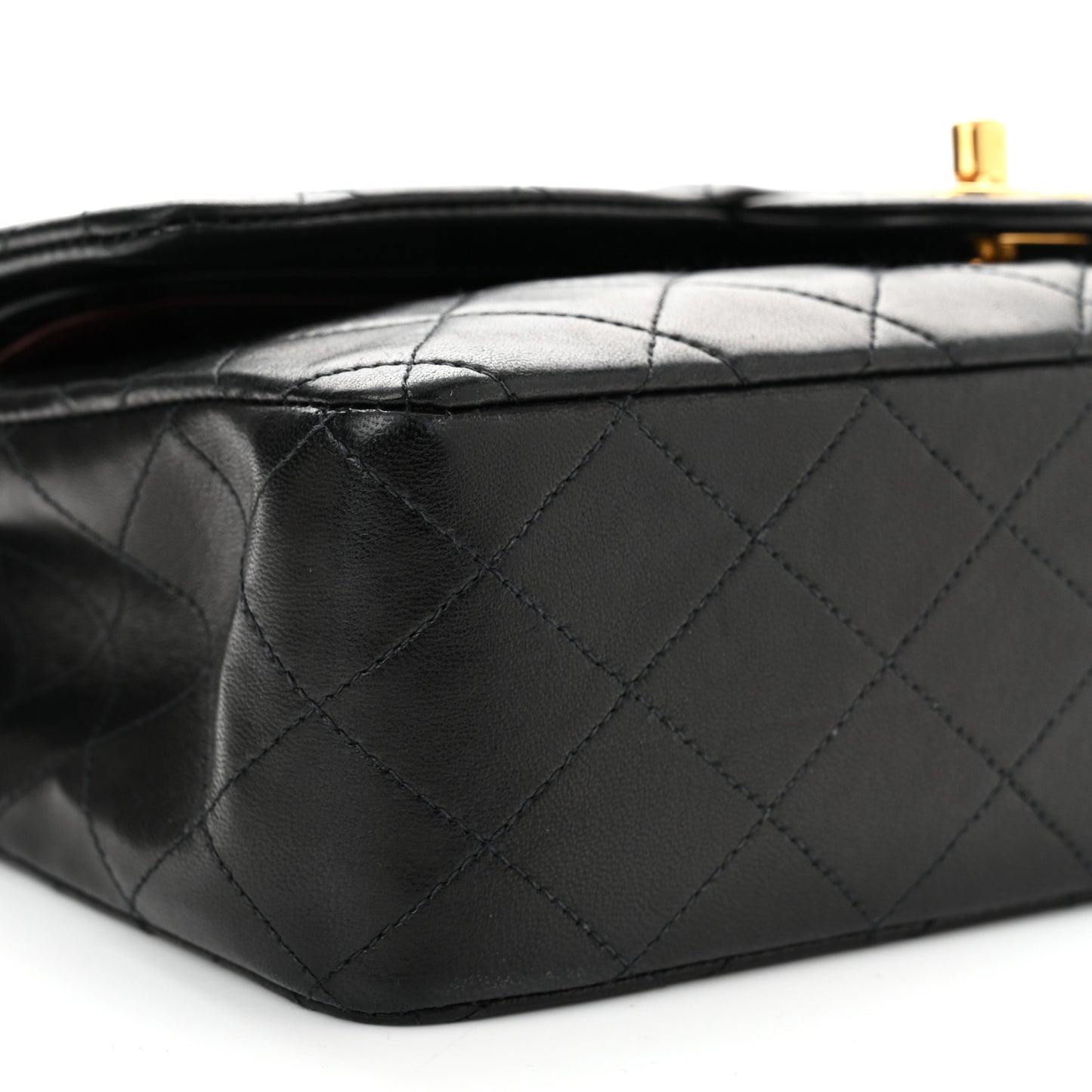 Lambskin Quilted Medium Double Flap Black
